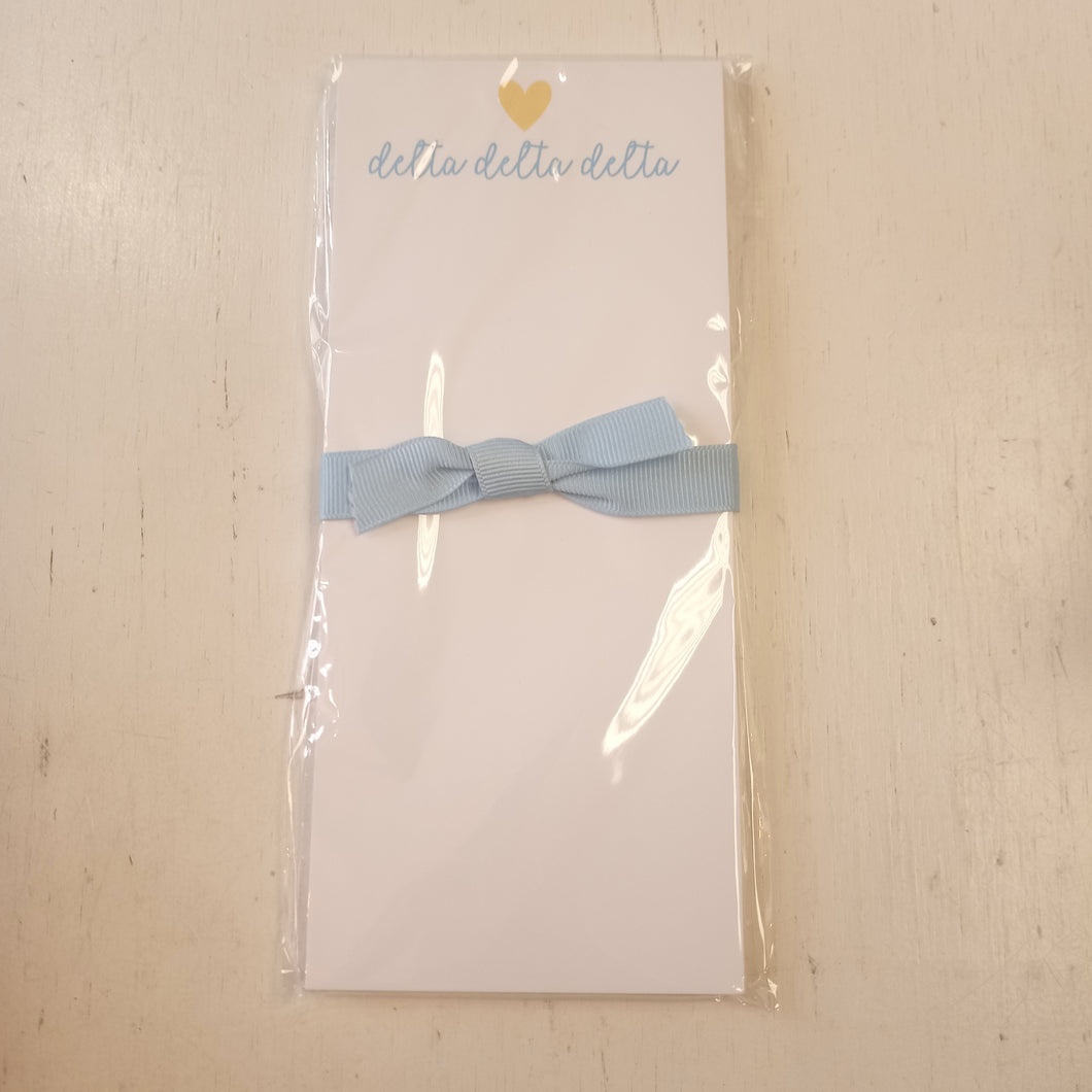 Skinnie Heart Notepad- Delta Delta Delta