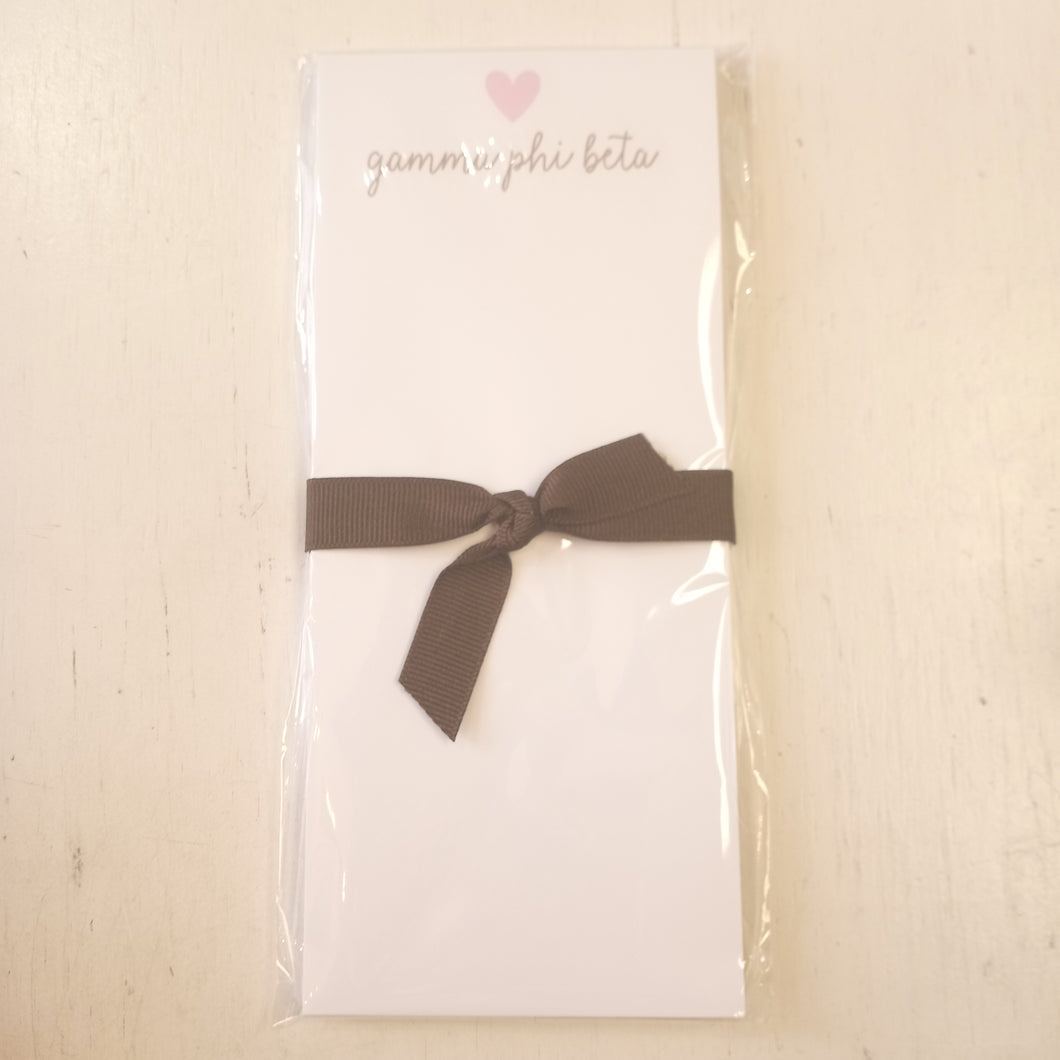 Skinnie Heart Notepad- Gamma Phi Beta