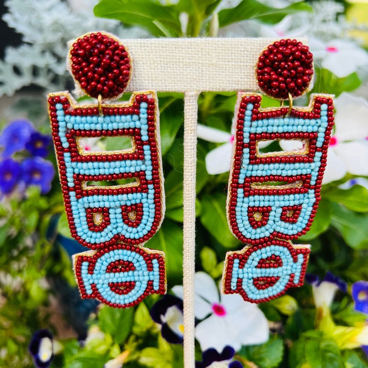Greek Beaded Earrings- Pi Beta Phi
