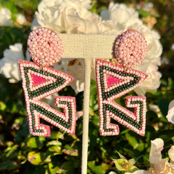 Greek Beaded Earrings- Delta Zeta