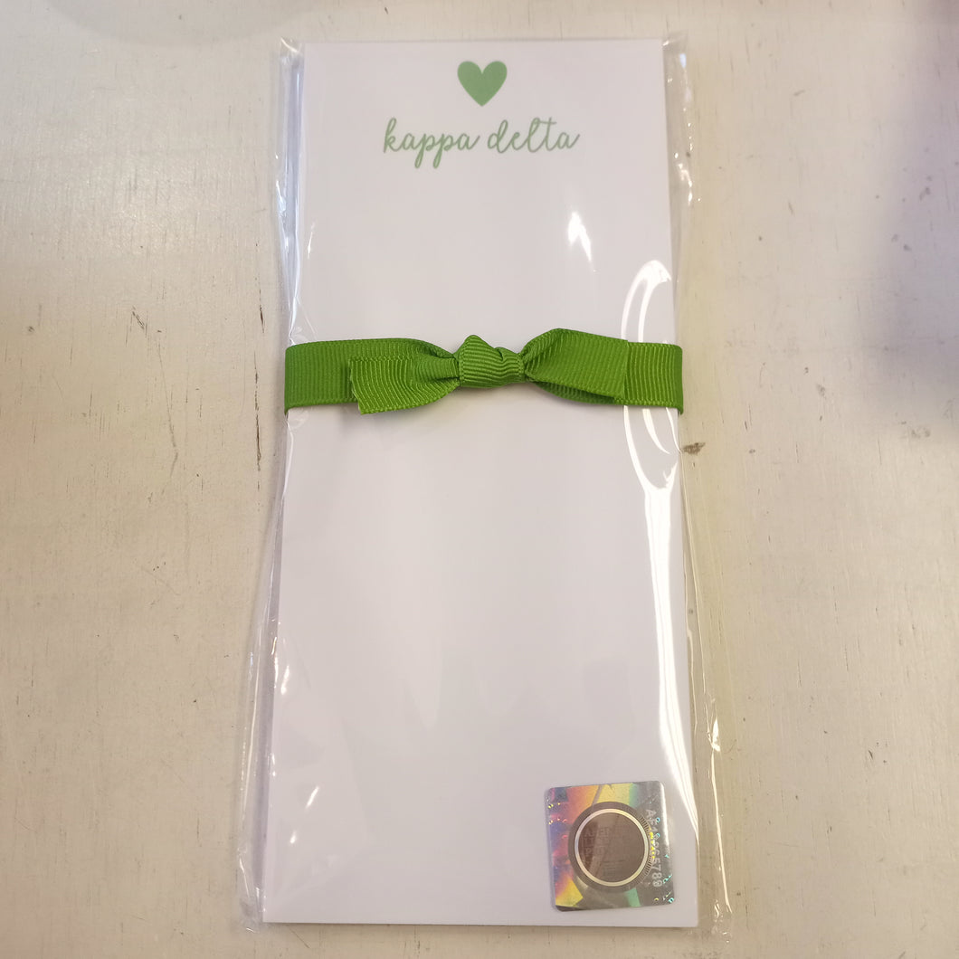 Skinnie Heart Notepad- Kappa Delta