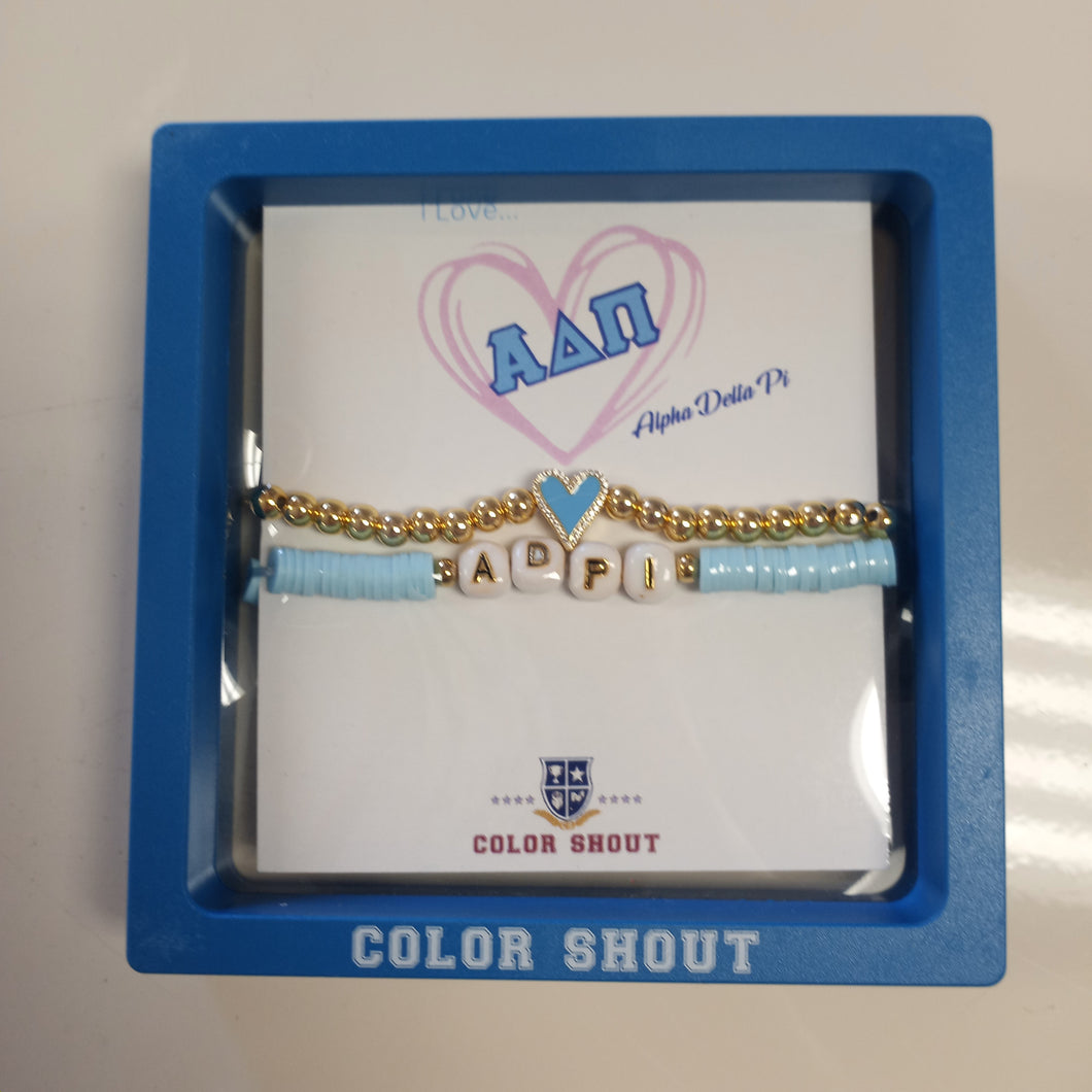 sorority love bracelet stack- Alpha Delta Pi
