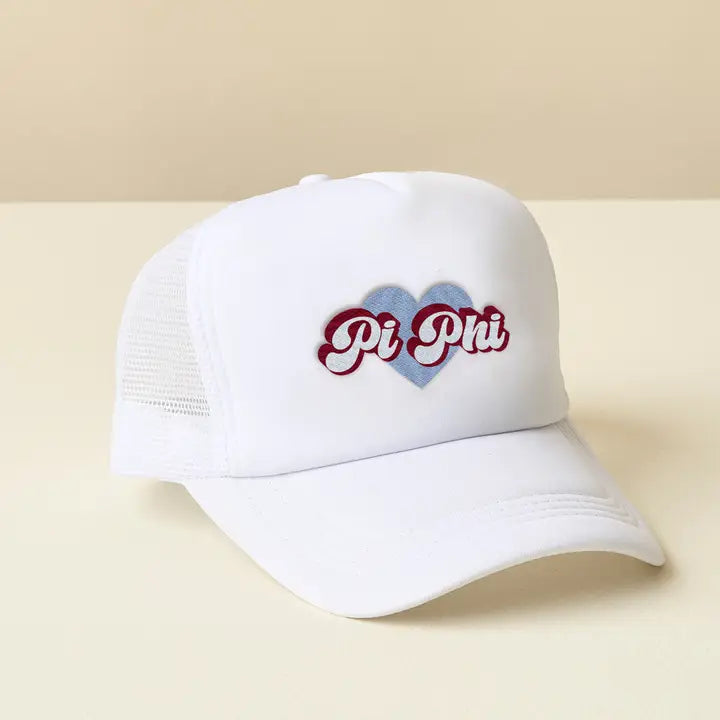 Sorority White Trucker Hat-Pi Beta Phi