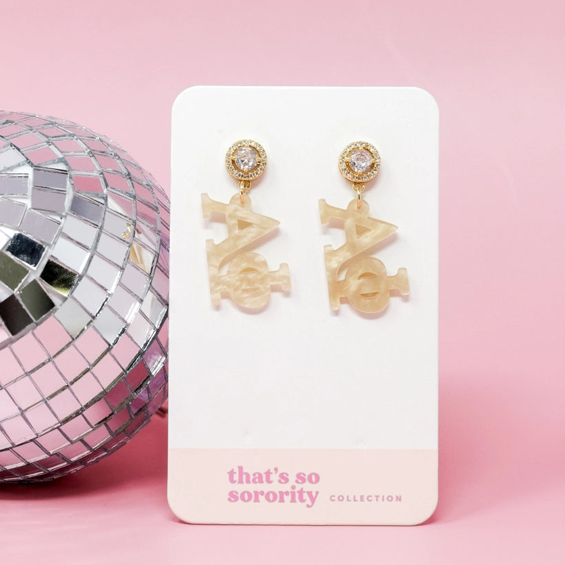 Acrylic Greek Letter Earrings- Alpha Phi