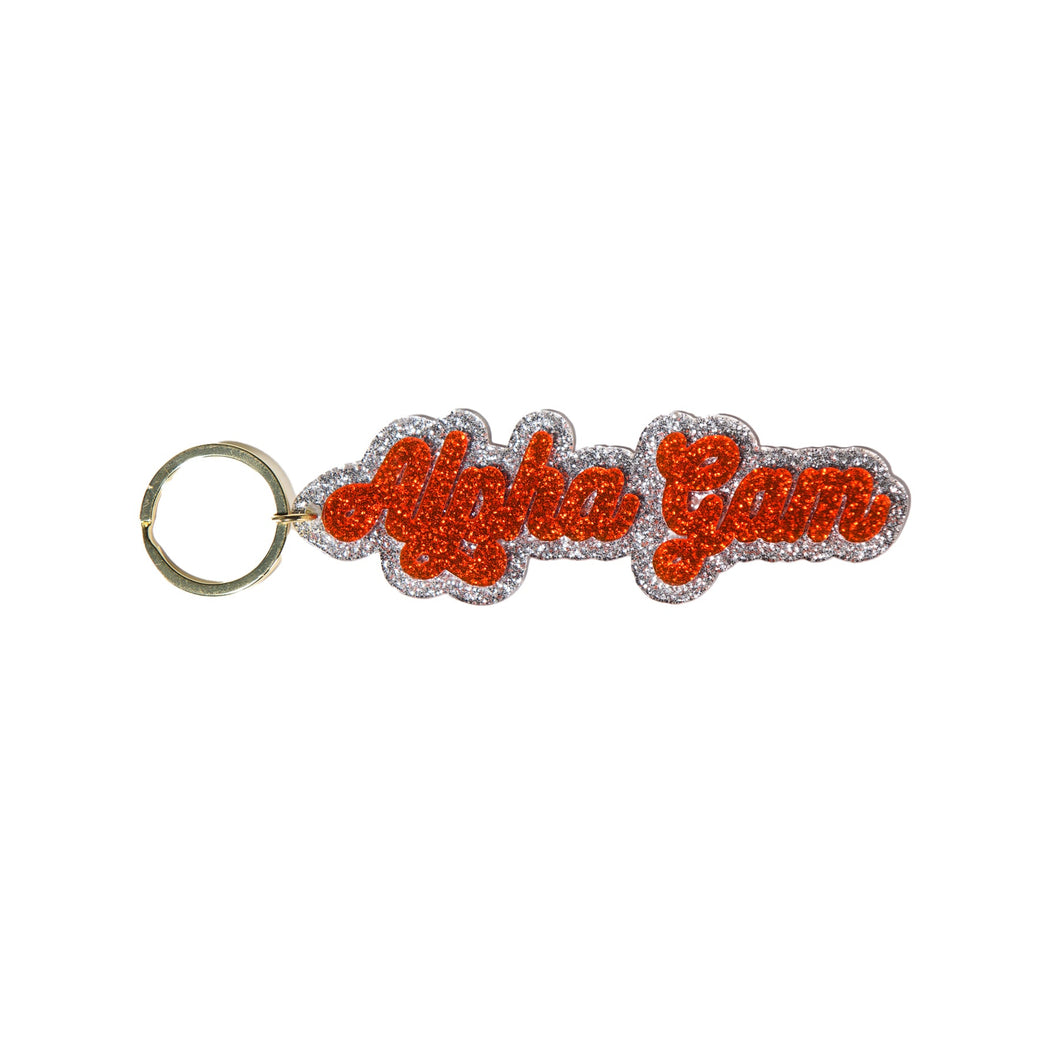 Glitter Script Keychain- Alpha Gamma Delta