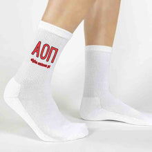 Letters And Name Crew Socks- Alpha Omicron Pi
