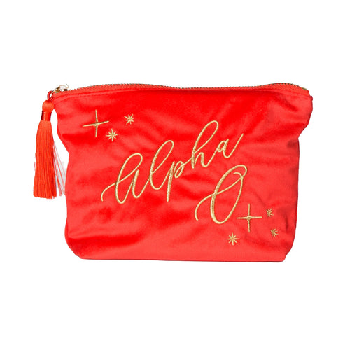Velvet Cosmetic Pouch- Alpha Omicron Pi