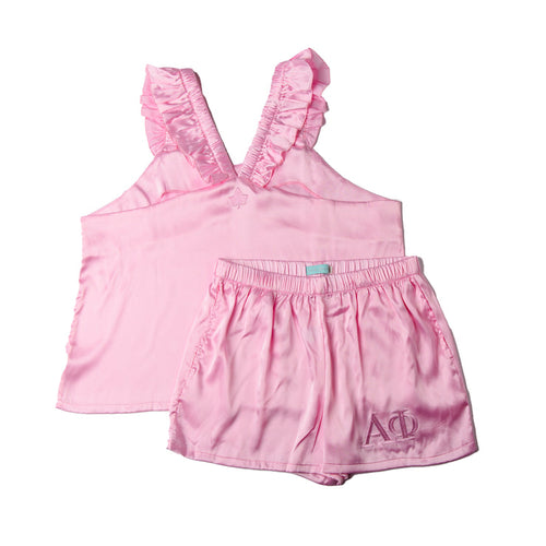 Pink Satin Pajama Set- Alpha Phi