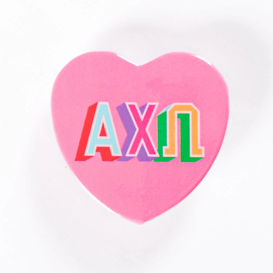 Block Print Heart Button- Alpha Chi Omega