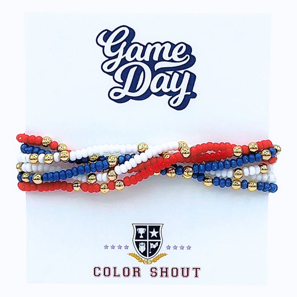 Team Colors Bracelet Stack- Red/White/Blue