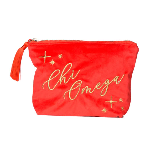 Velvet Cosmetic Pouch- Chi Omega