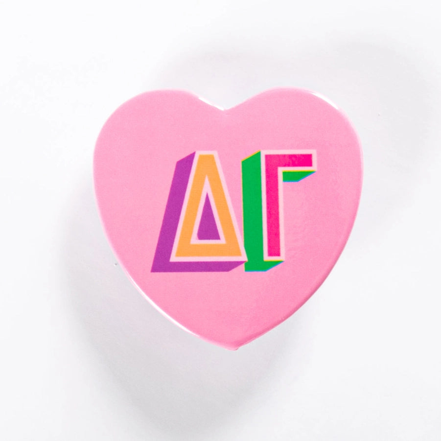 Block Print Heart Button- Delta Gamma