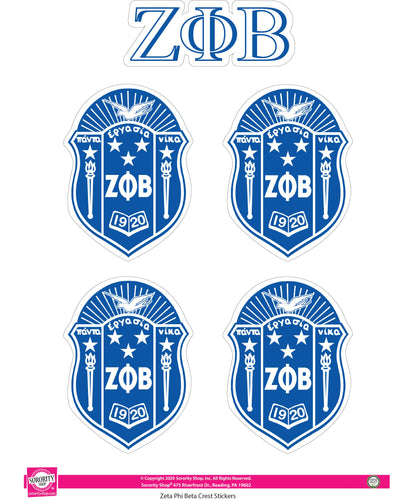 Crest Sticker Sheet - Zeta Phi Beta