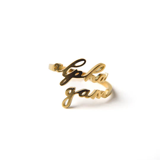 Romantic Script Adjustable Ring-Alpha Gamma Delta