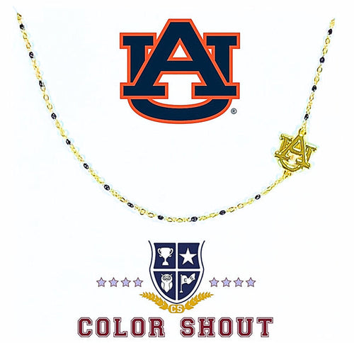 Side Set Enamel Bead Necklace- Auburn