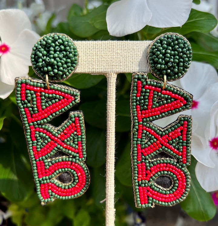 Greek Beaded Earrings- Alpha Chi Omega