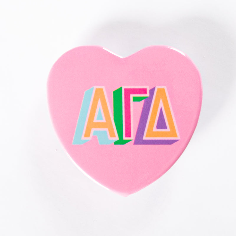Block Print Heart Button- Alpha Gamma Delta