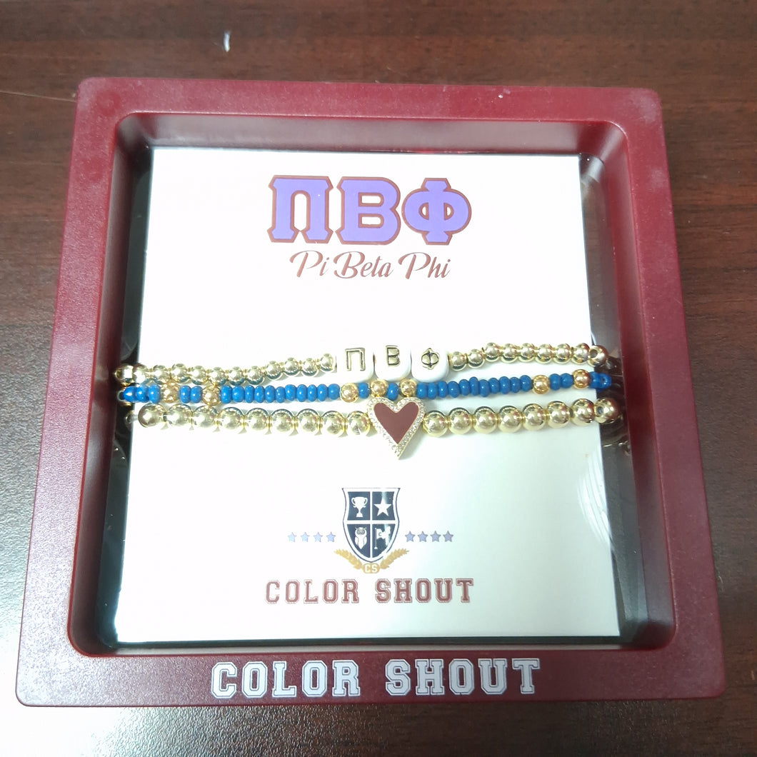 sorority love bracelet stack-Pi Beta Phi