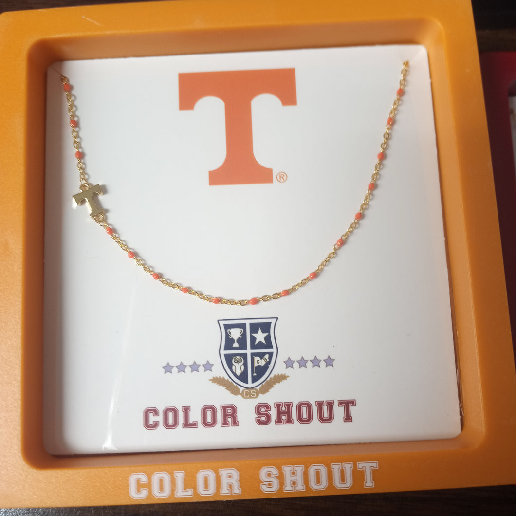 Side Set Enamel Bead Necklace- Tennessee