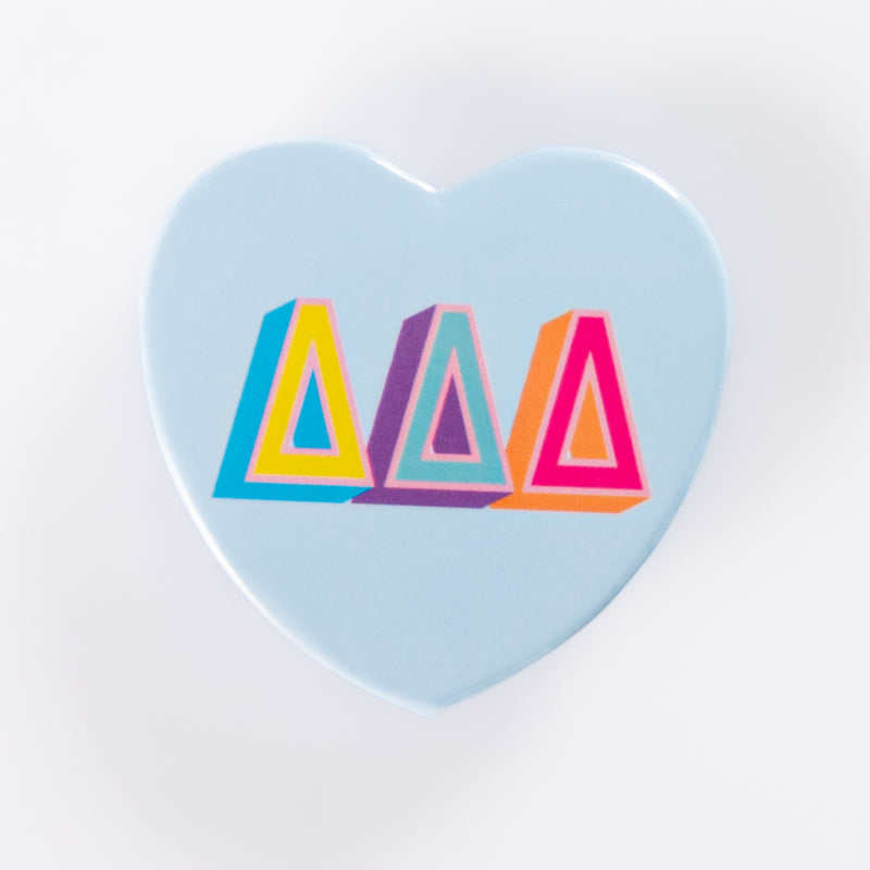 Block Print Heart Button- Delta Delta Delta