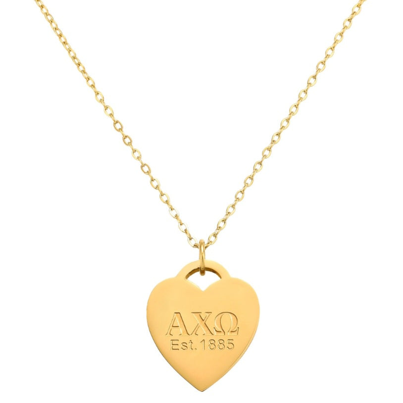 Heart Tag Necklace- Alpha Chi Omega