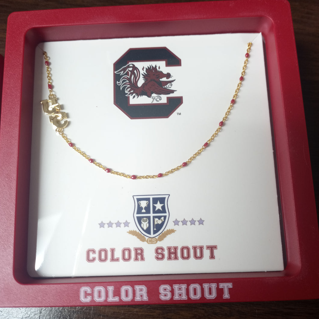 Side Set Enamel Bead Necklace- South Carolina