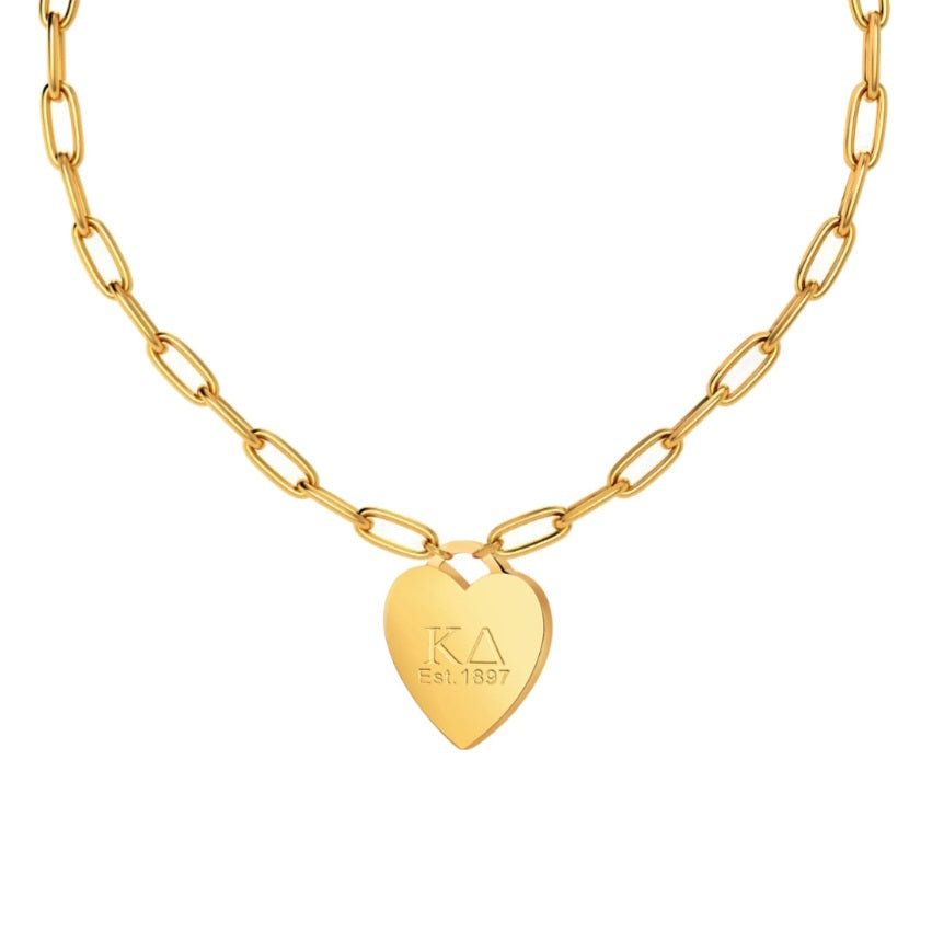 Heart Tag Paperclip Necklace- Kappa Delta