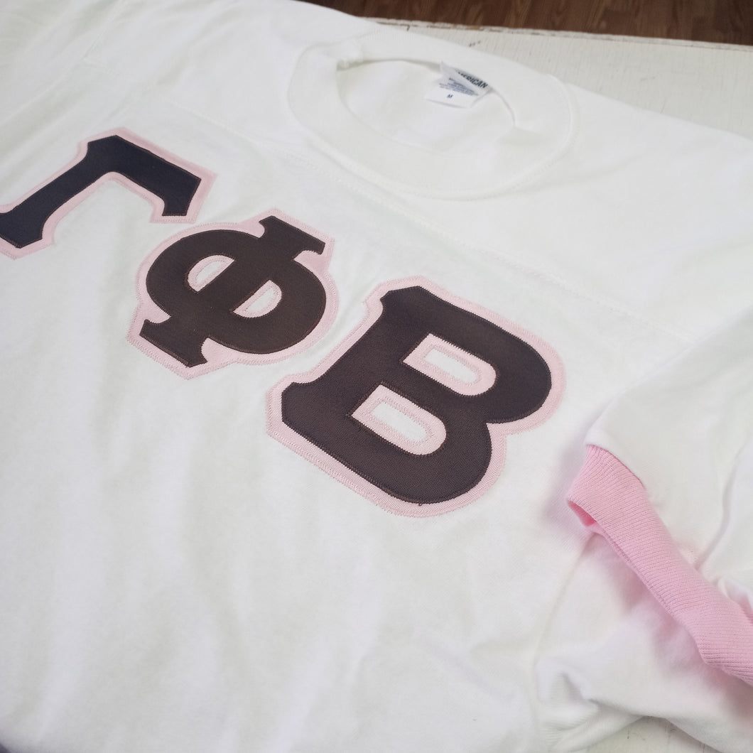 Pink Trim Stitch Jersey Shirt- Gamma Phi Beta