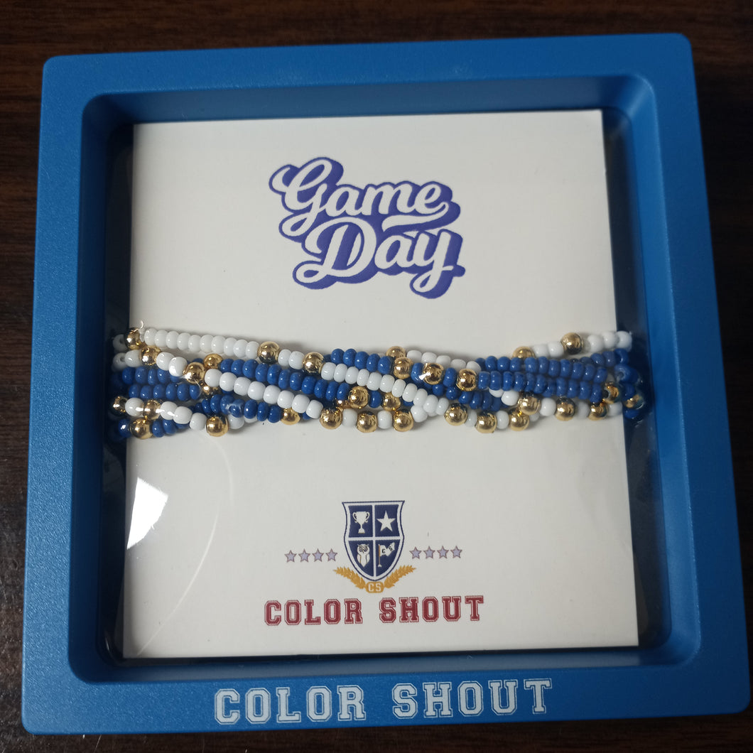 Team Colors Bracelet Stack- Royal Blue/White