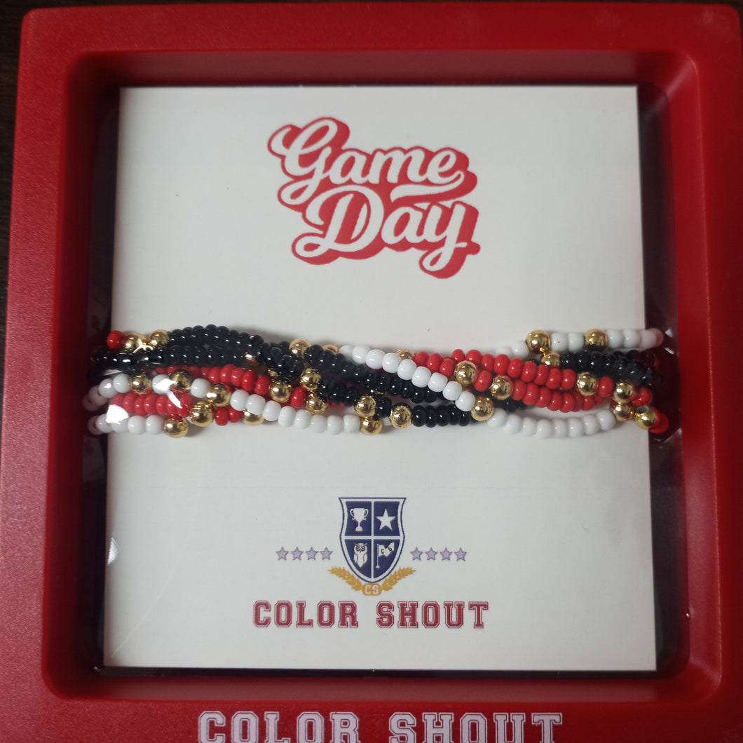 Team Colors Bracelet Stack- Red/Black/White