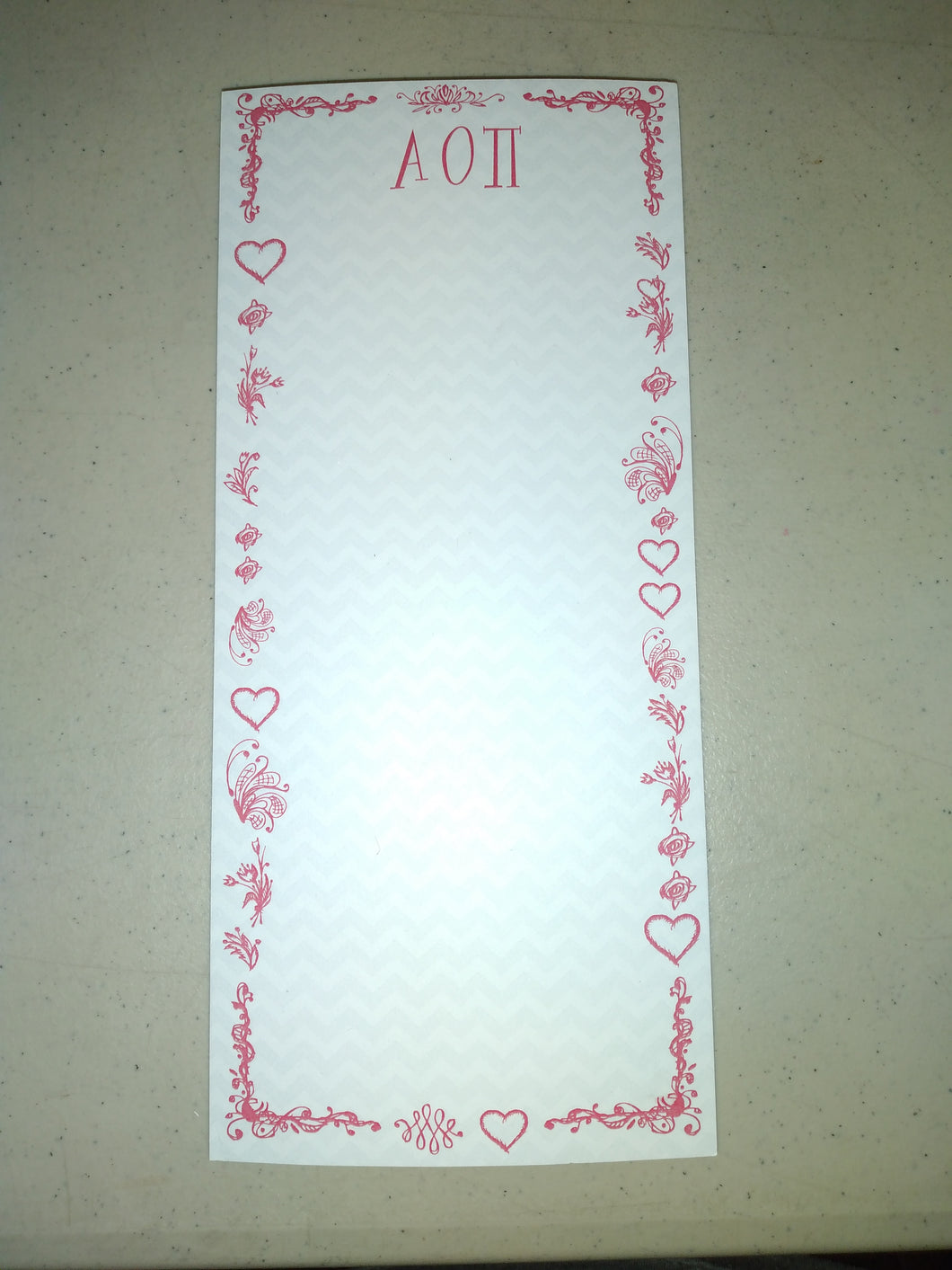 Chevron Long Notepad- Alpha Omicron Pi