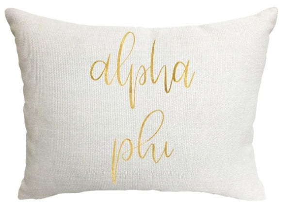 Gold Script Pillow - Alpha Phi
