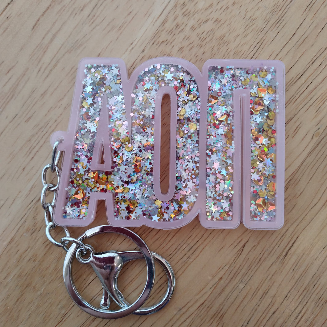 Glitter Keychain - Alpha Omicron Pi