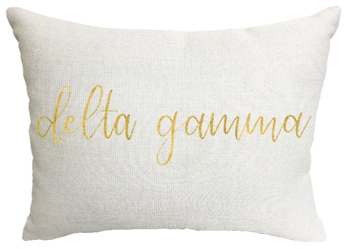 Gold Script Pillow - Delta Gamma