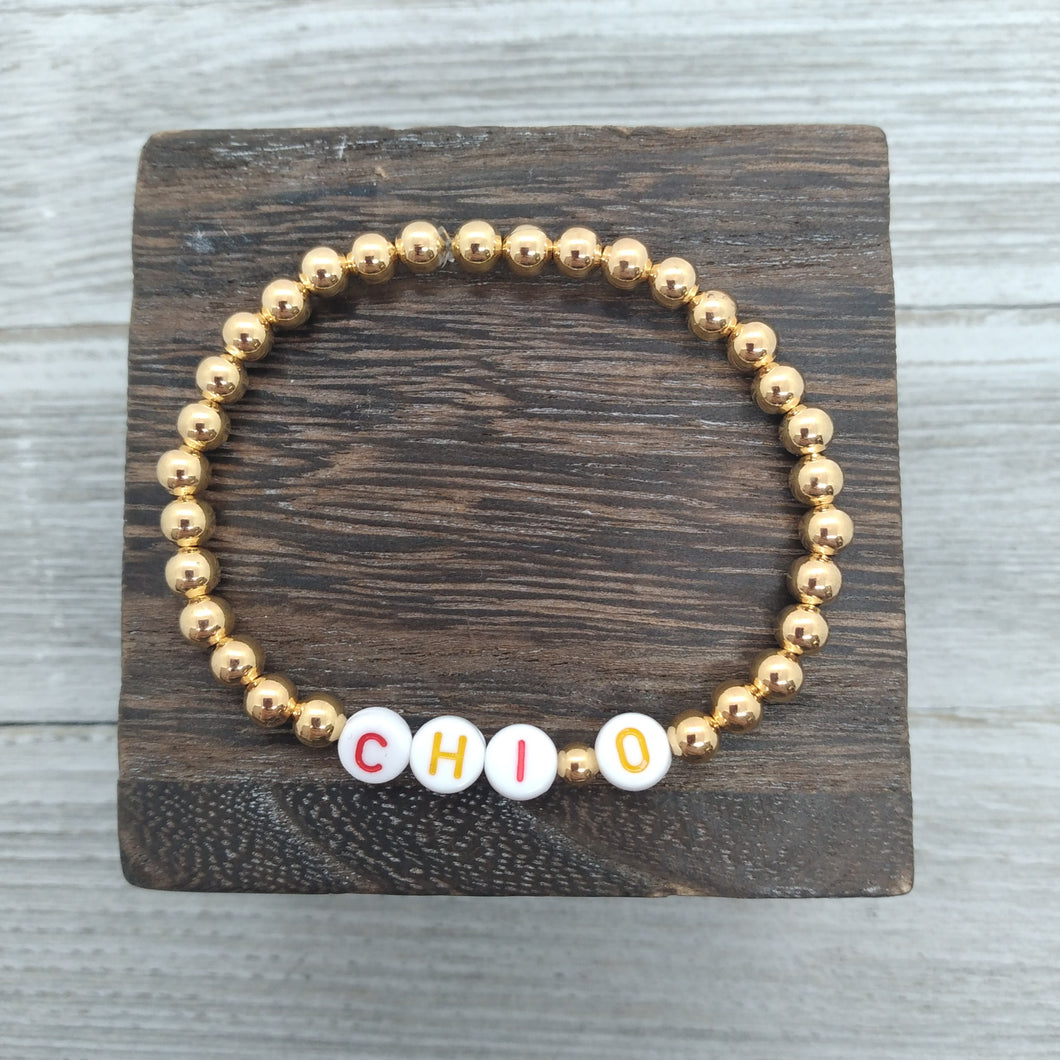 Gold Bead Sorority Name Bracelet