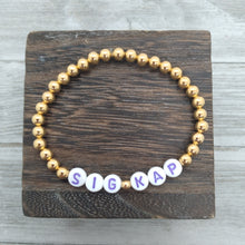 Gold Bead Sorority Name Bracelet