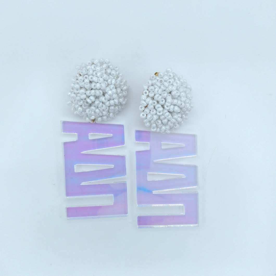 Bead and Unicorn Acrylic Earrings - Alpha Delta Pi