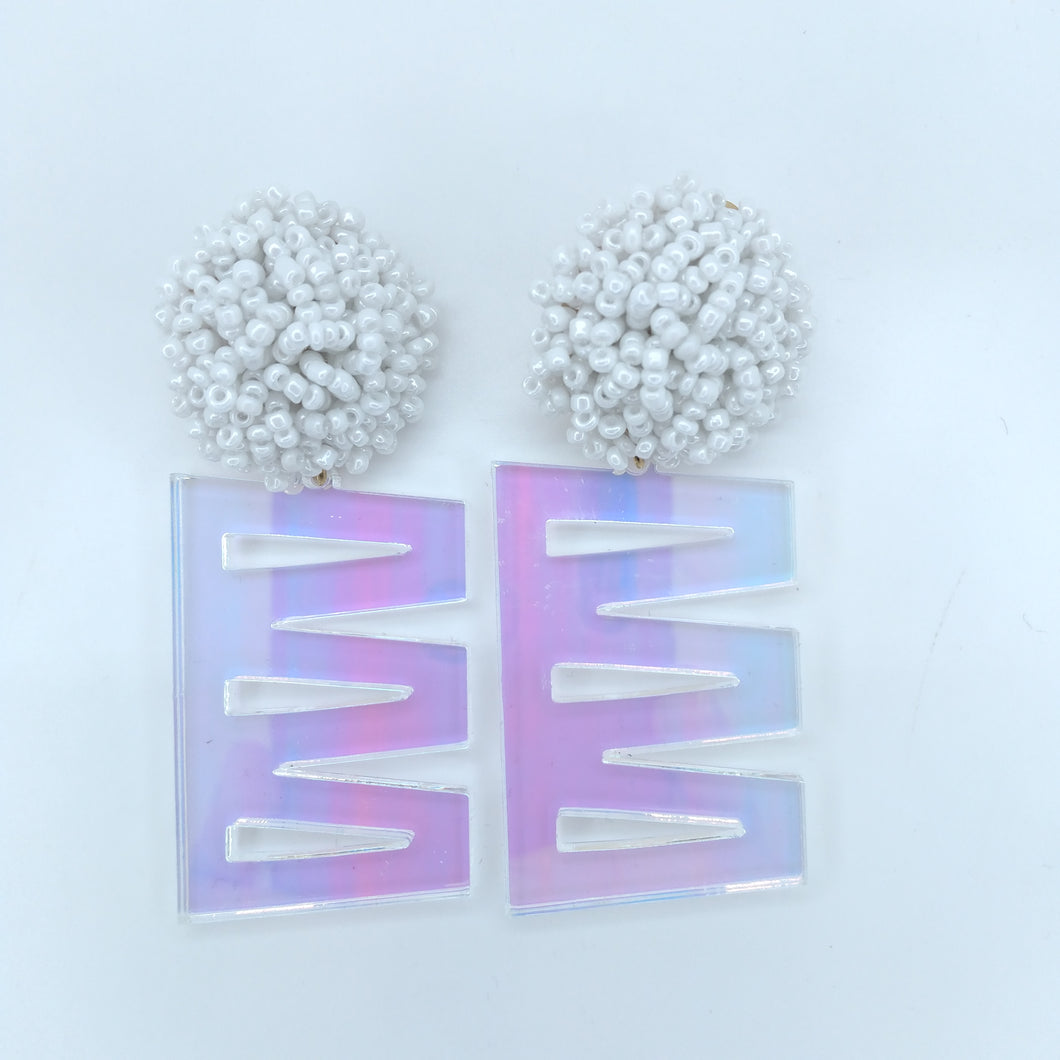 Bead and Unicorn Acrylic Earrings - Delta Delta Delta