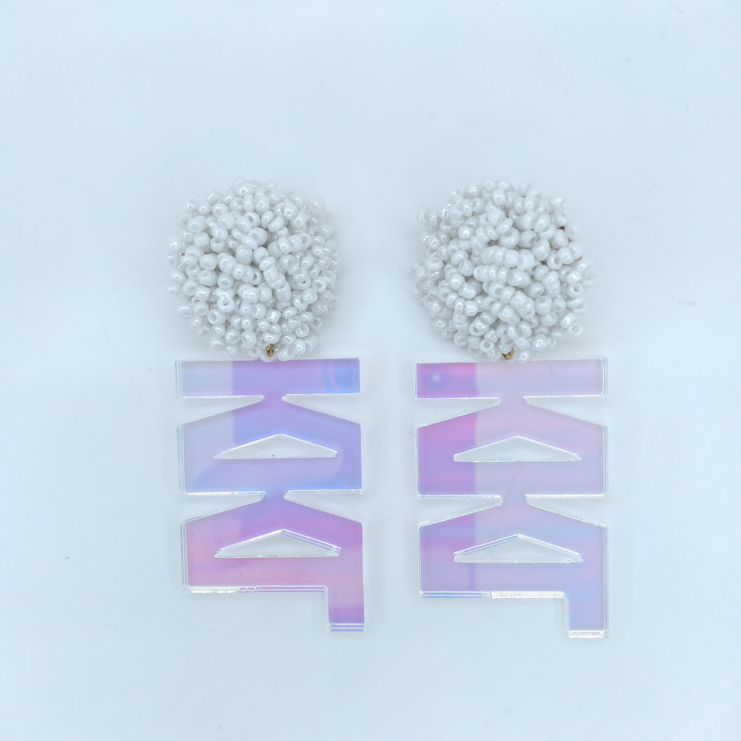 Bead and Unicorn Acrylic Earrings - Kappa Kappa Gamma
