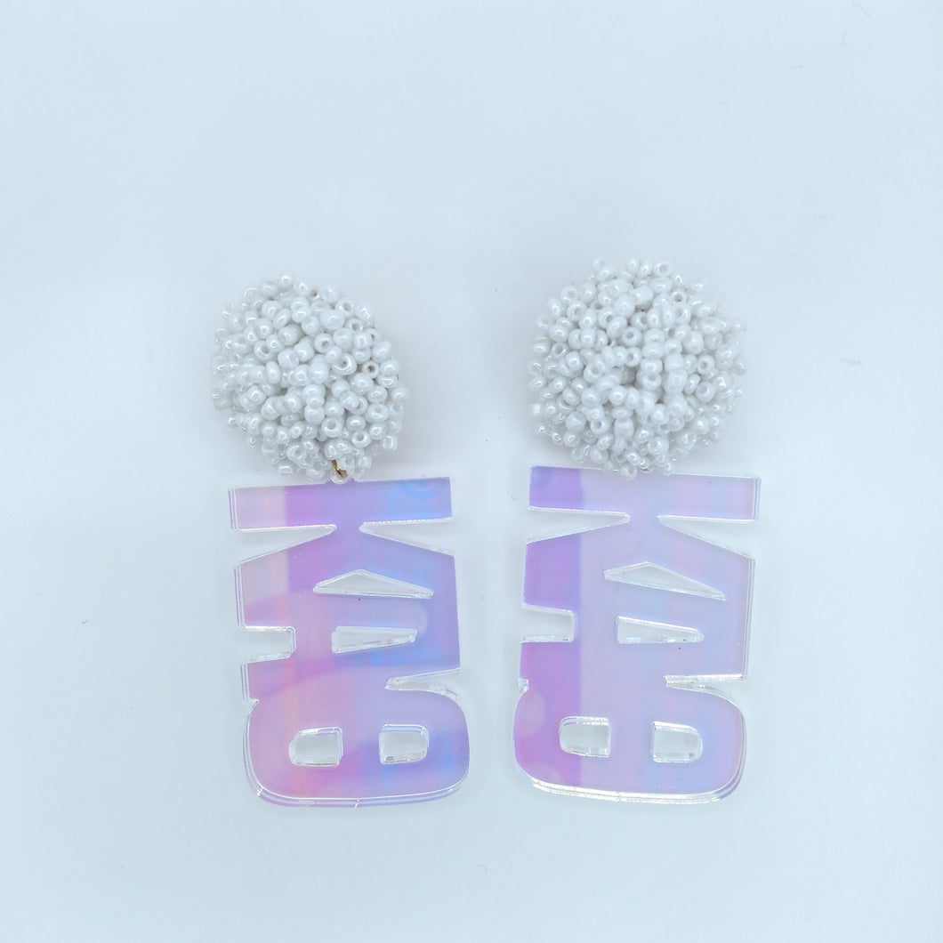 Bead and Unicorn Acrylic Earrings - Kappa Alpha Theta