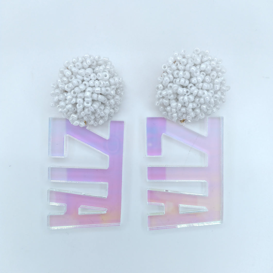 Bead and Unicorn Acrylic Earrings - Zeta Tau Alpha