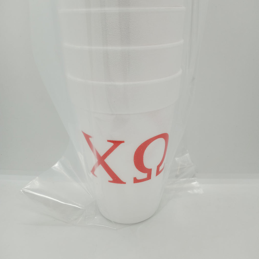 Styrofoam Cups - Greek Letters - Chi Omega
