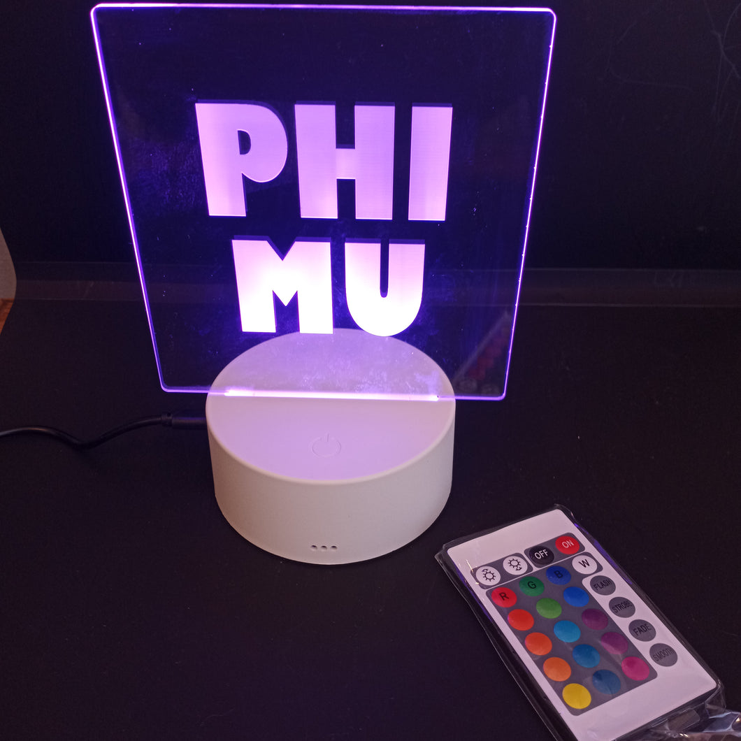 Etched Night Light- Phi Mu