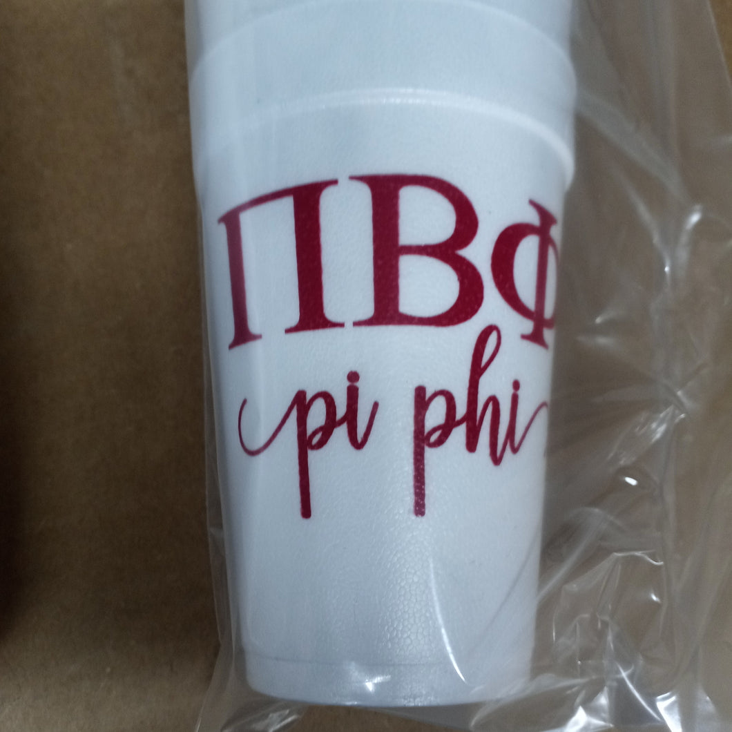 Styrofoam Cups - Letters and Name - Pi Beta Phi
