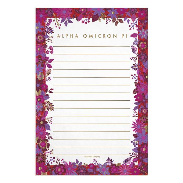 Floral Notepad - Alpha Omicron Pi