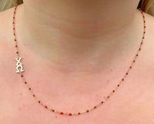 Side Set Enamel Bead Necklace- Chi Omega