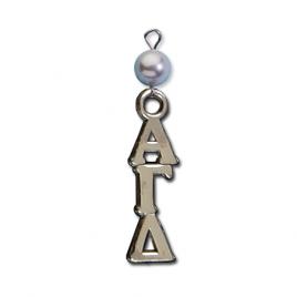 Small Vertical Letter Drop with Pearl - Alpha Gamma Delta