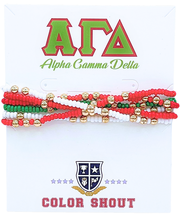 6 Beaded Stretch Bracelets- Alpha Gamma Delta