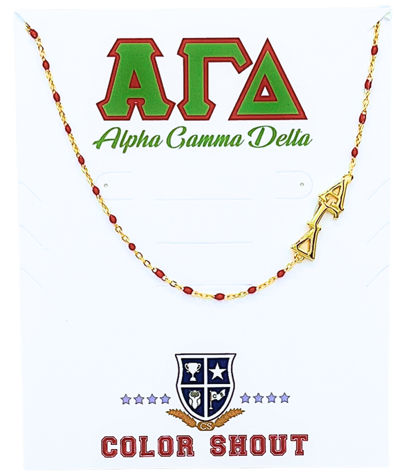 Side Set Enamel Bead Necklace- Alpha Gamma Delta