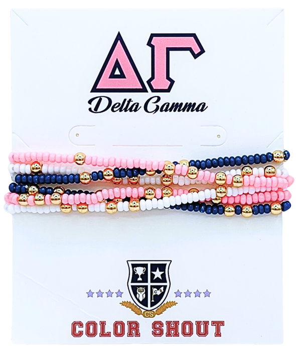 6 Beaded Stretch Bracelets- Delta Gamma